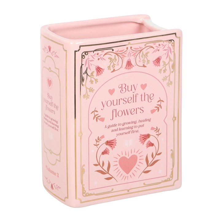 Book-Shaped Ceramic Vase – Pink (600ml) | Perfect for Book Lovers
