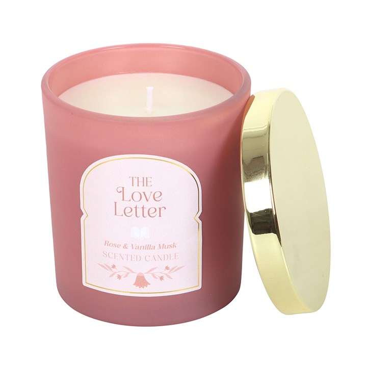 Bookish Candle – “The Love Letter” | Rose & Vanilla Musk, 27hr Burn