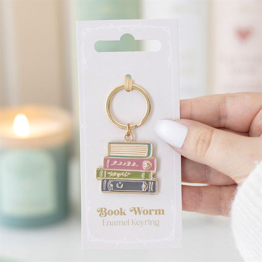 Book Worm Keyring – Alloy & Enamel | Gift for Book Lovers