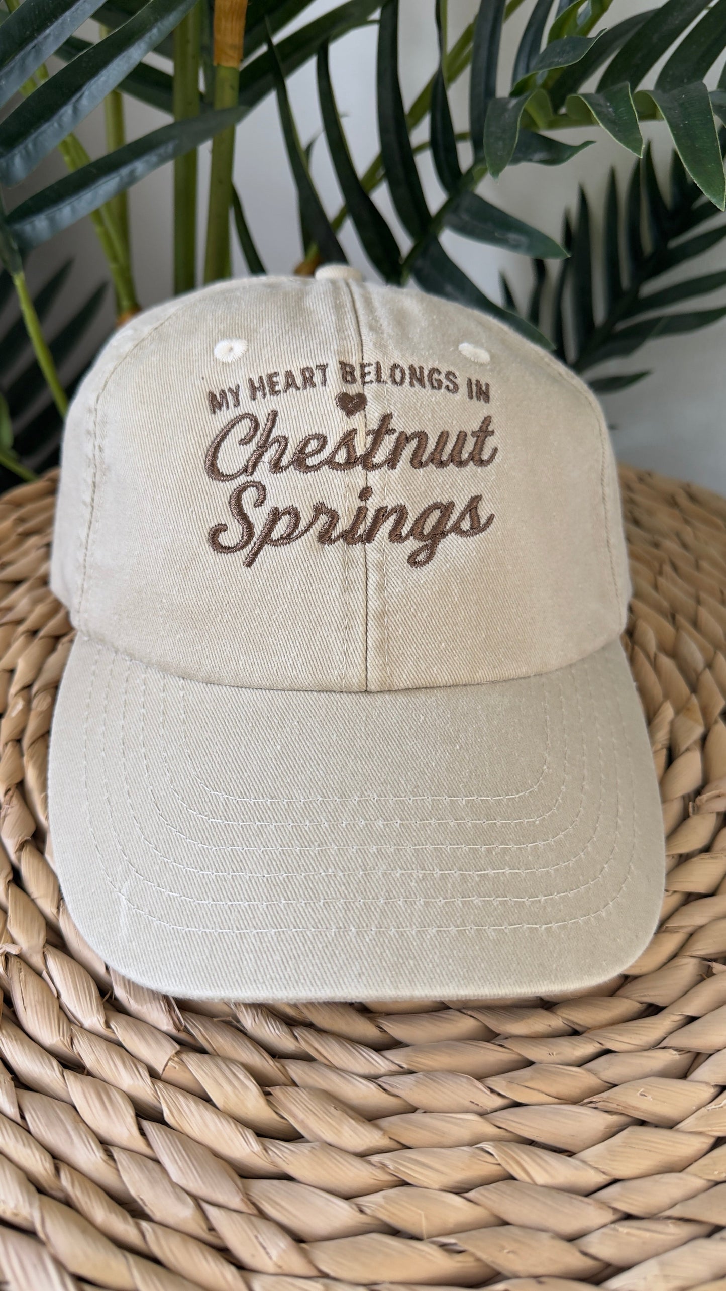 My Heart Belongs In Chestnut Springs Embroidered Cap